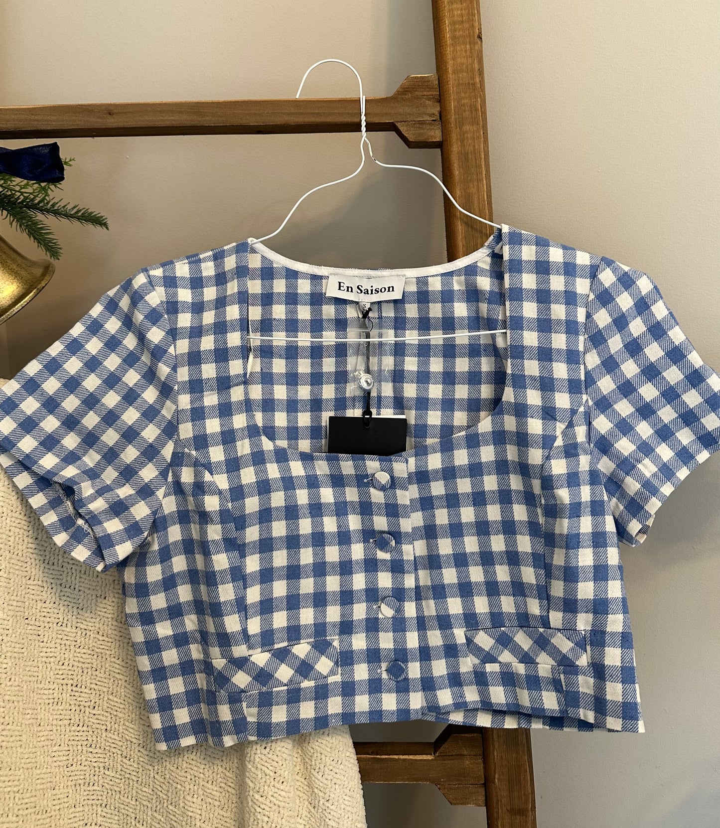 Gingham Button Up Top