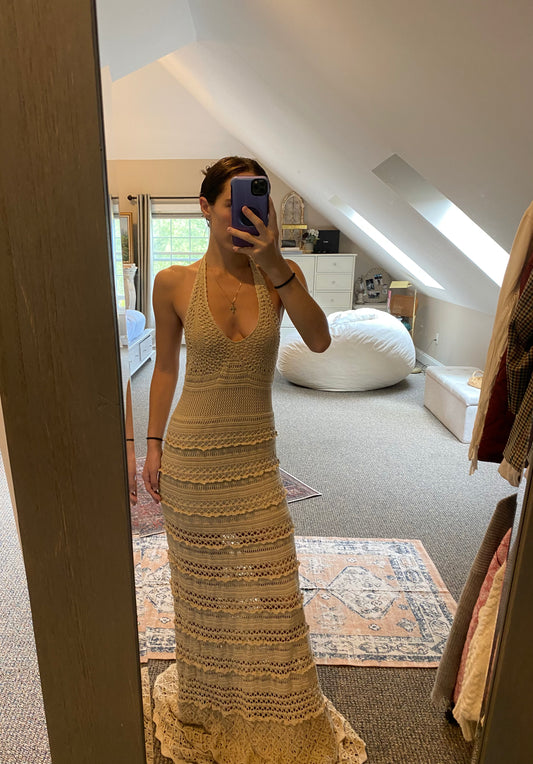 MODA Crochet Maxi Halter Dress
