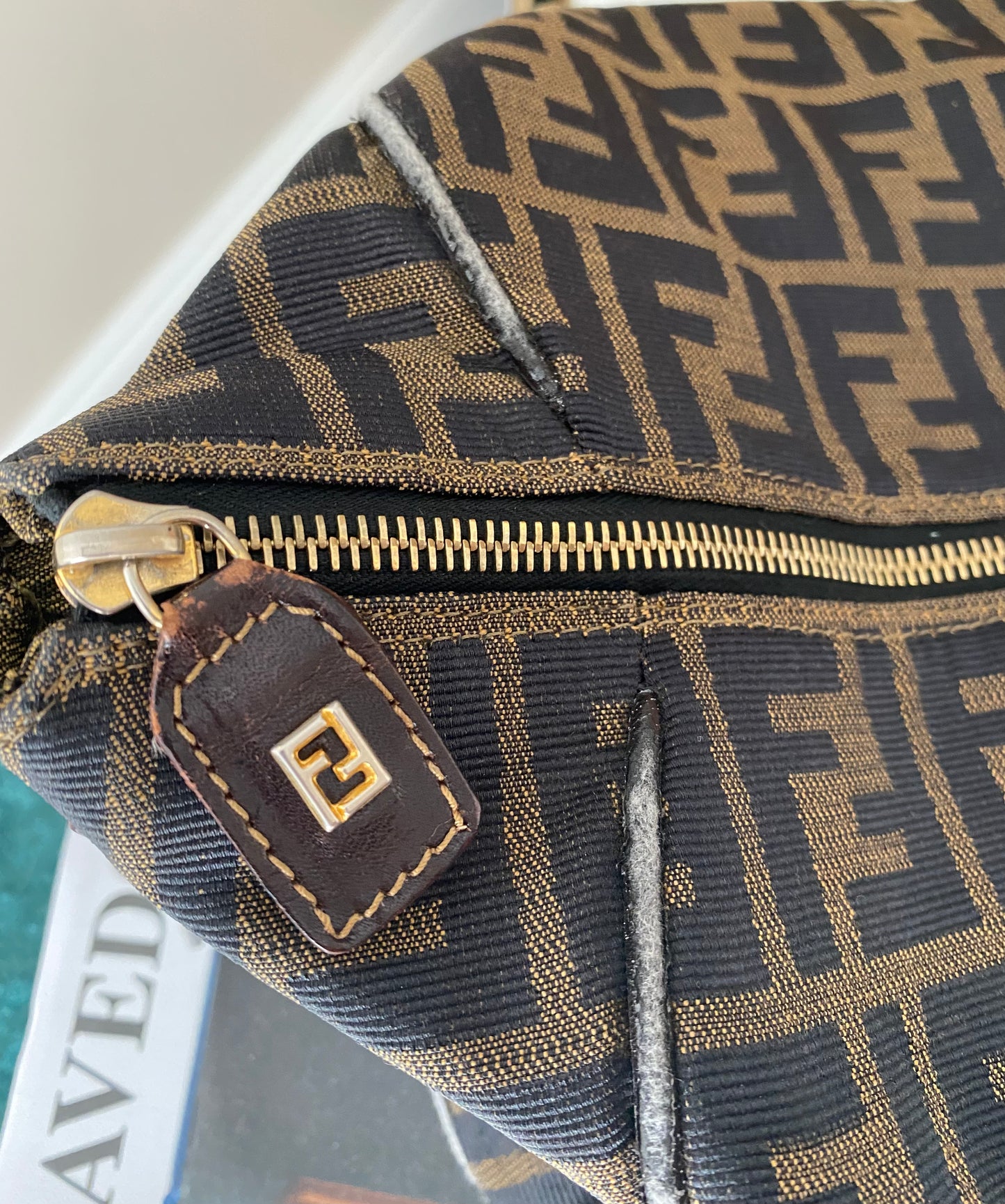 Vintage Fendi Canvas Zucca Hand Bag Satchel