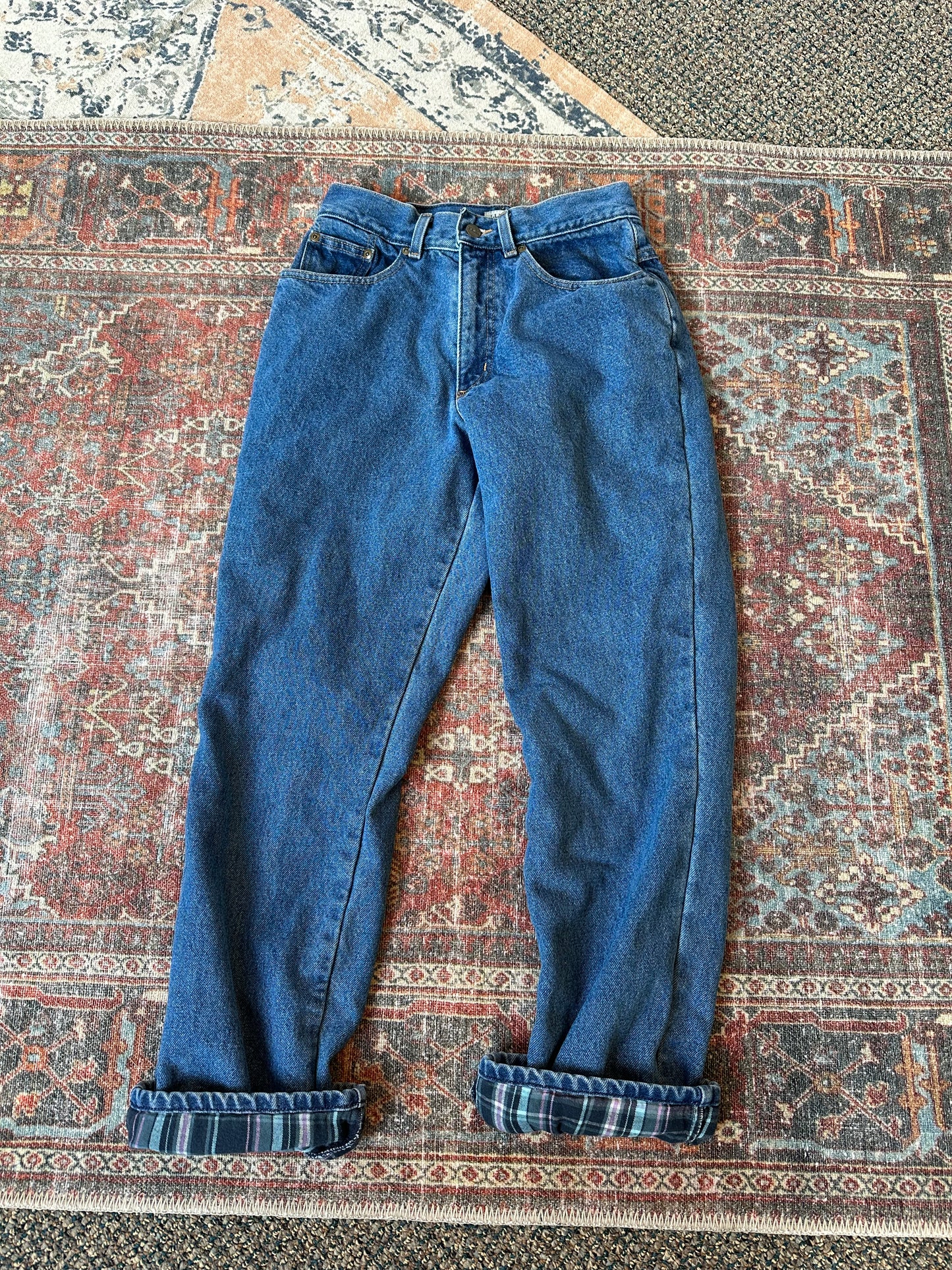 L.L.Bean Plaid Denim Jeans