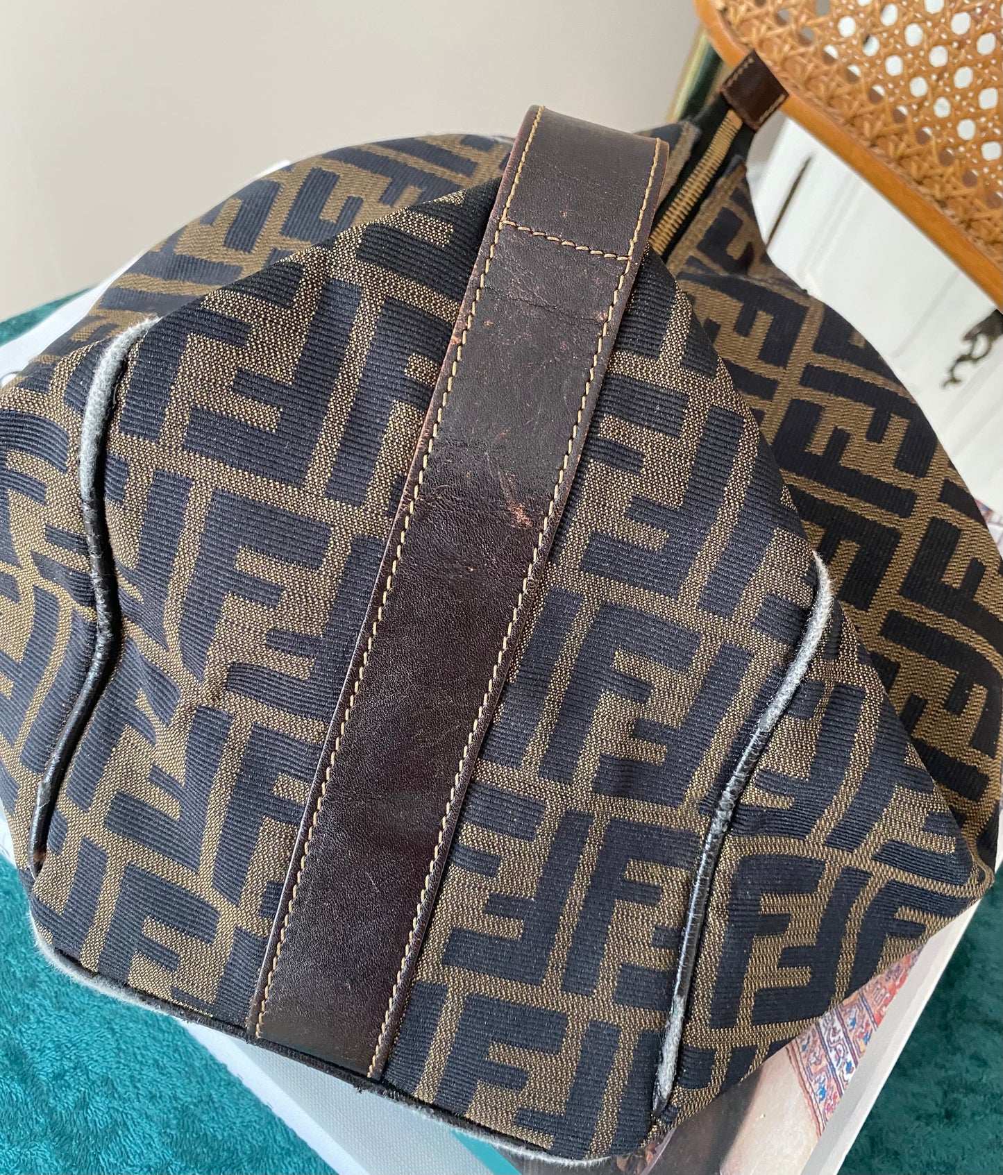 Vintage Fendi Canvas Zucca Hand Bag Satchel