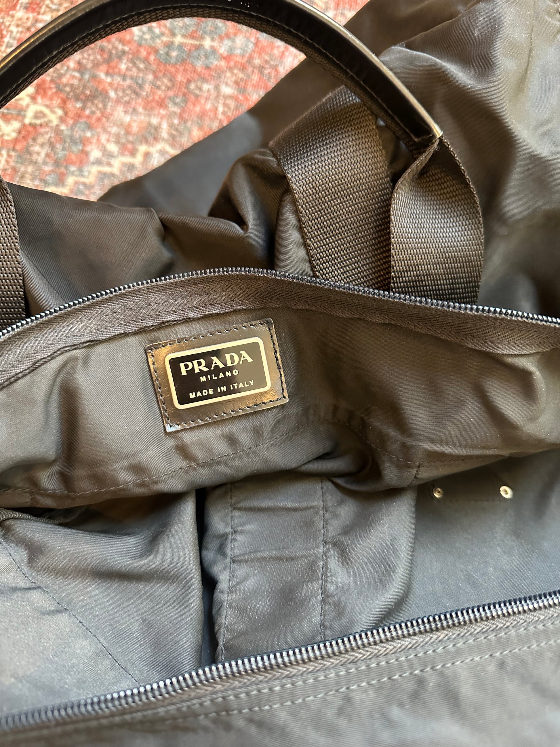 PRADA Tessuto Nylon Saffiano Double Pocket Shoulder Bag Pink 1241871