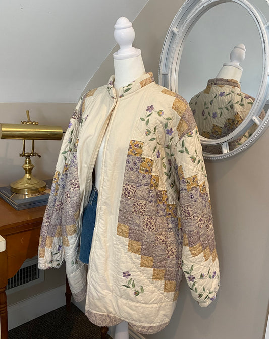 Vintage Patchwork Quilted Cottagecore Embroidered Jacket